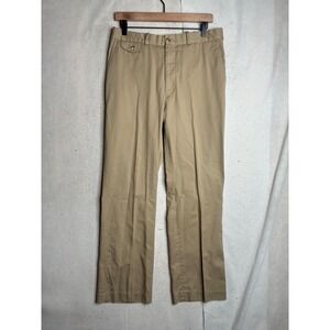 Christopher Hayes Mens Khaki Chinos Tan Cotton Blend Straight Leg Pants 33x32